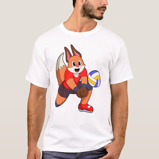 Fox at Volleyball Sports T-Shirt (Front)
