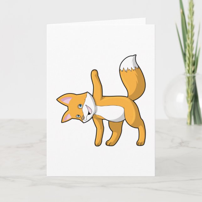 Fox at Yoga Stretching Card (Front)