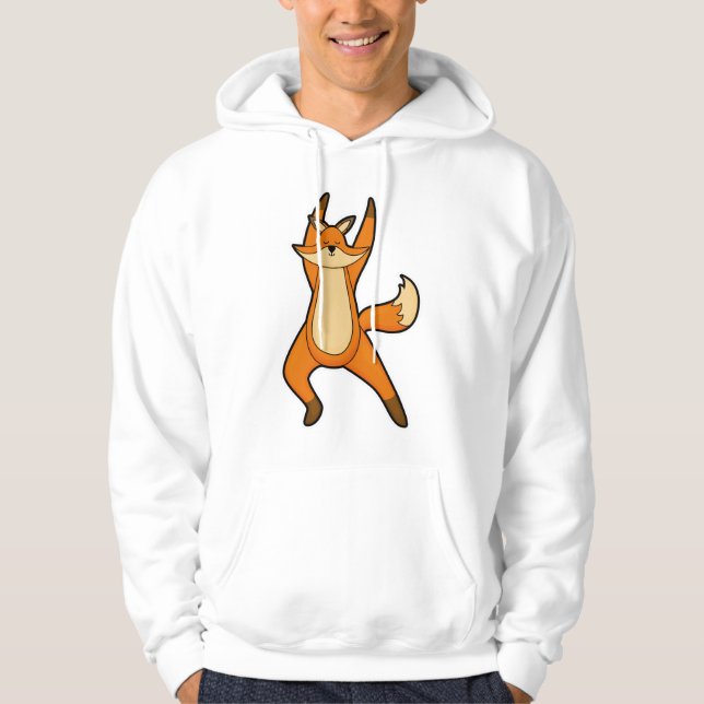 Fox at Yoga Stretching exercise Hoodie (Front)