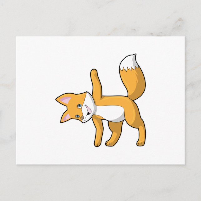 Fox at Yoga Stretching Postcard (Front)