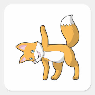 Fox at Yoga Stretching Square Sticker