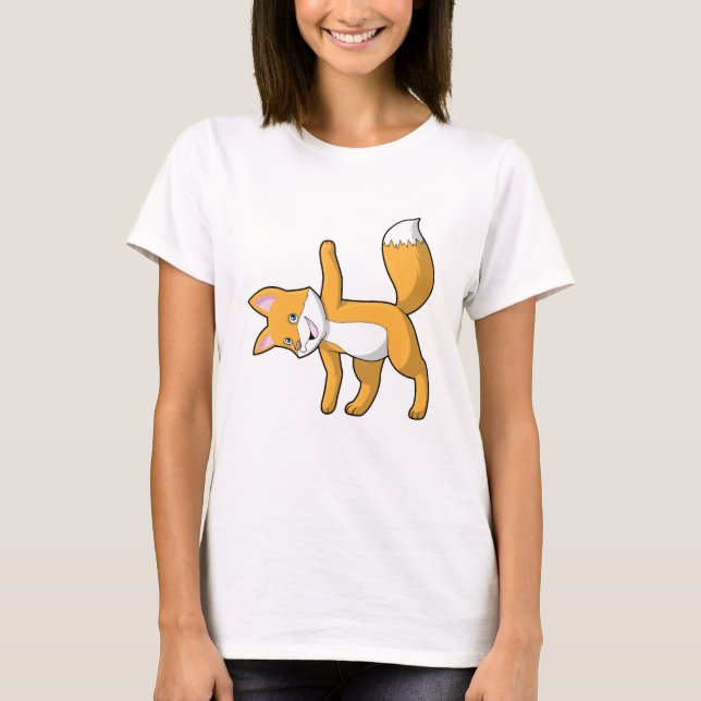 Fox at Yoga Stretching T-Shirt (Front)