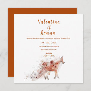 Fox & Autumn Florals Wedding Invitation