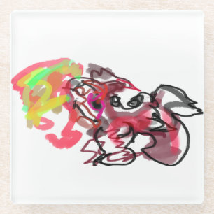 Fox autumn  love glass coaster