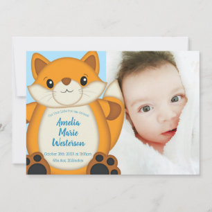 Fox Baby Shower Blue Invitation