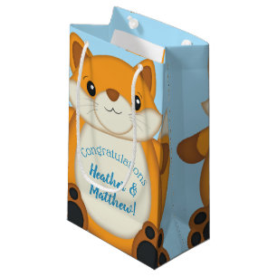 Fox Baby Shower Blue Woodland Small Gift Bag
