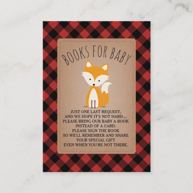 Fox Baby Shower Book Request Enclosure Card (Front)