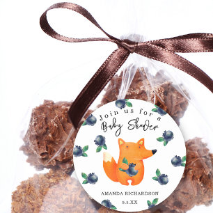 Fox Baby Shower Classic Round Sticker