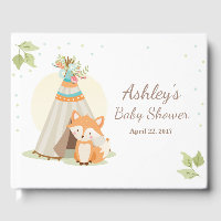 Fox Baby shower guestbook Teepee pow wow Woodland