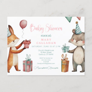 Fox baby Shower Invitation stylish chic Postcard
