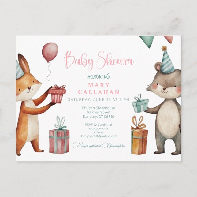 Fox baby Shower Invitation stylish chic Postcard (Front)