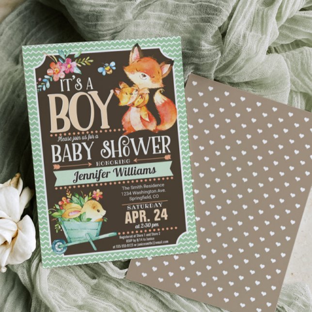 Fox Baby Shower Invitation, Woodland Boy Invitation (Creator Uploaded)