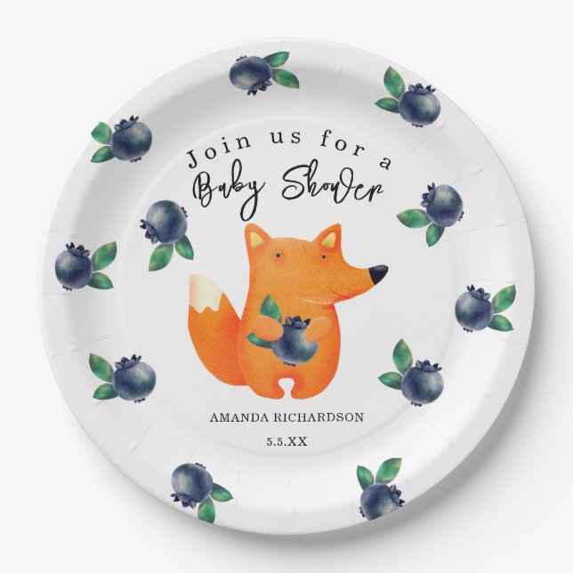 Fox Baby Shower Paper Plate (Front)
