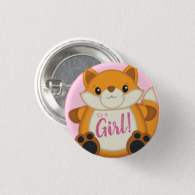 Fox Baby Shower Pink 3 Cm Round Badge (Front & Back)