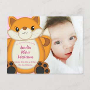 Fox Baby Shower Pink Postcard