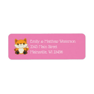 Fox Baby Shower Pink Return Address Label