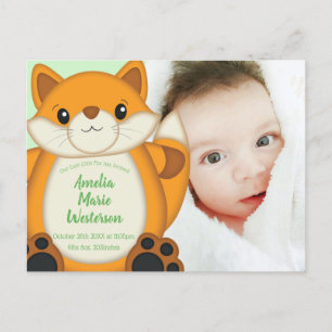 Fox Baby Shower Woodland Animal Postcard