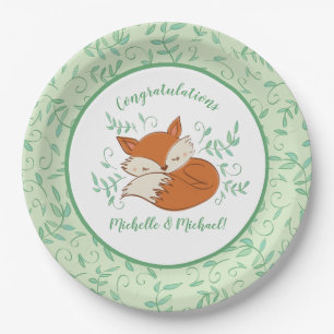 Fox Baby Shower Woodland Animals Paper Plate