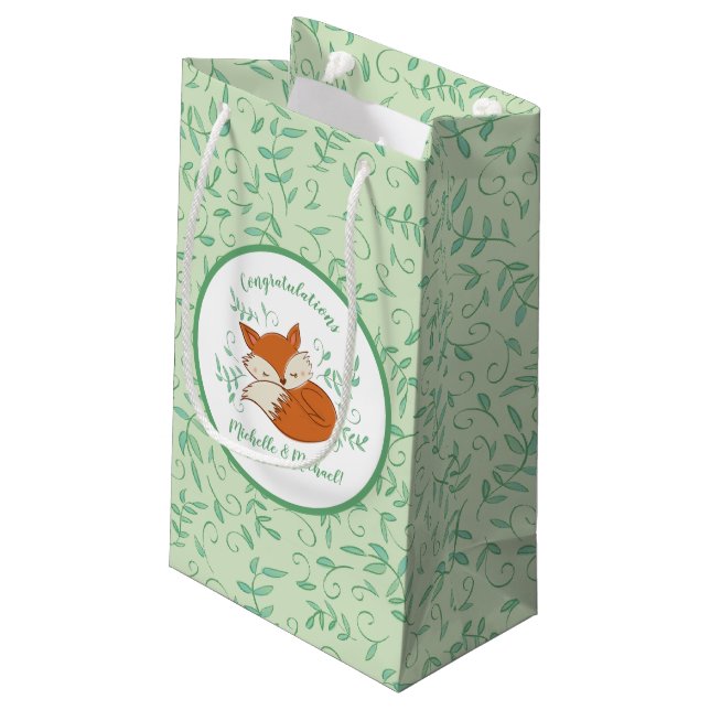 Fox Baby Shower Woodland Animals Small Gift Bag (Back Angled)