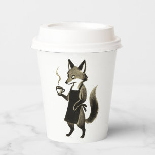 Fox Barista – Minimalist Ink Brush Coffee Time on Paper Cups