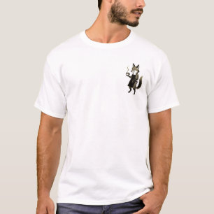 Fox Barista – Minimalist Ink Brush Coffee Time on T-Shirt