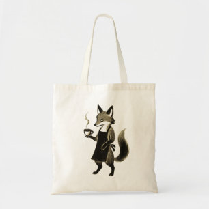 Fox Barista – Minimalist Ink Brush Coffee Time on Tote Bag