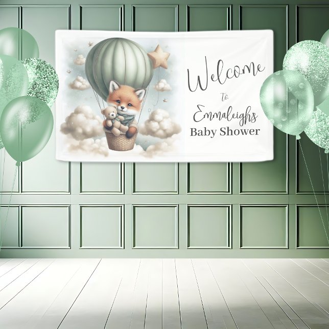 Fox Bear Adventure Balloon Baby Shower Welcome Banner (Creator Uploaded)