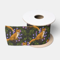 Fox, bellflowers and ivy, green, orange and viole