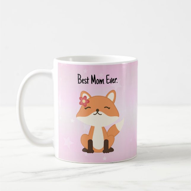 Fox Best Mum Ever Pink Coffee Mug (Left)