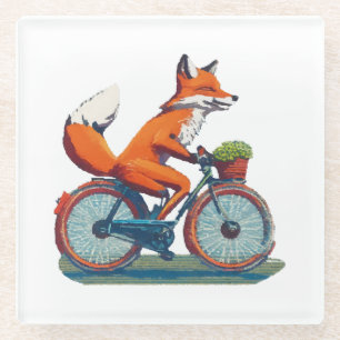 Fox Bicycle Glass Coaster