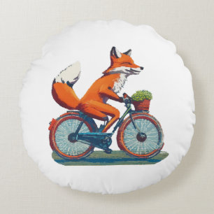 Fox Bicycle Round Cushion
