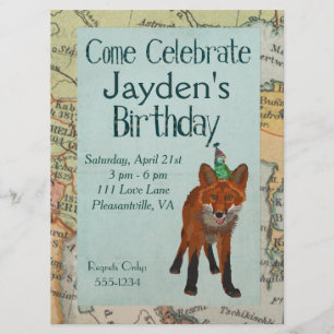 FOX & BIRD EXPLORE BIRTHDAY INVITATION