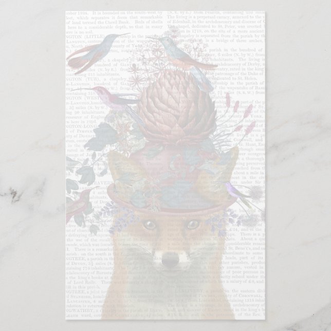 Fox Birdkeeper with Artichoke Stationery (Front)