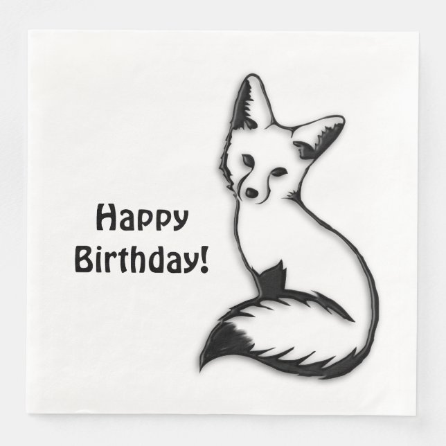 Fox Birthday Napkin (Front)