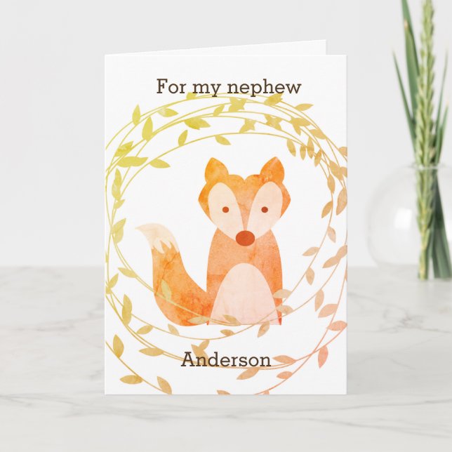 Fox Birthday Nephew Card (Front)