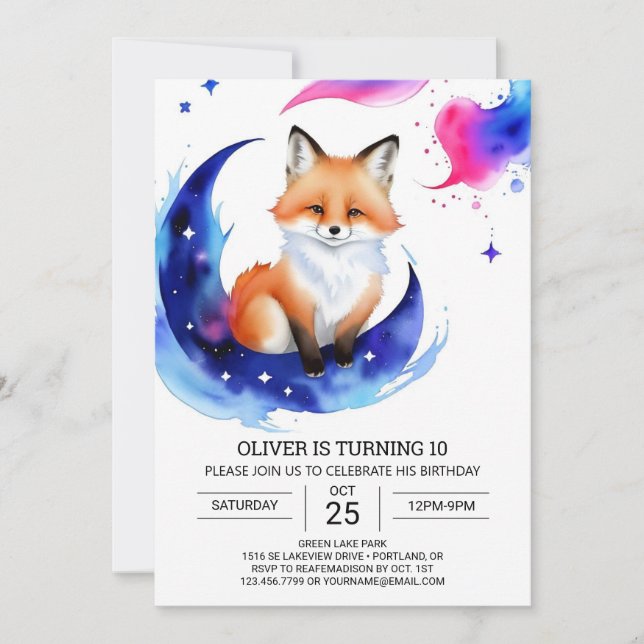 Fox Birthday Party Delight Invitation (Front)