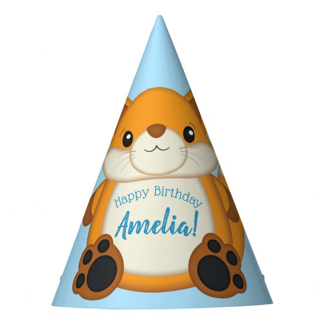 Fox Birthday Party Party Hat (Front)