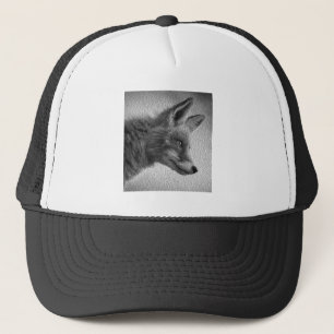 FOX BLACK AND WHITE TRUCKER HAT
