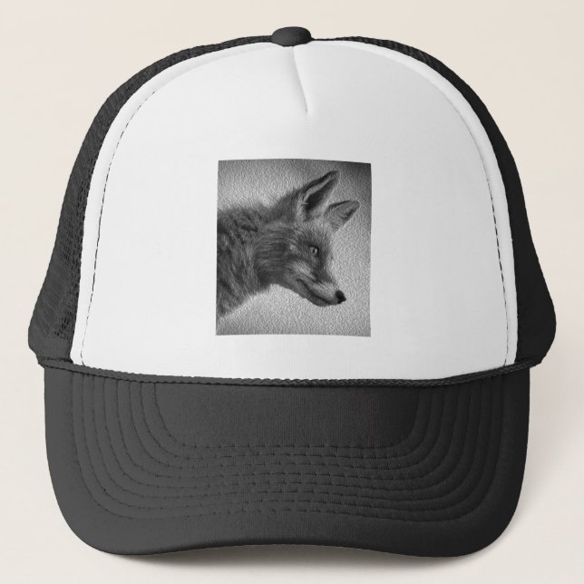 FOX BLACK AND WHITE TRUCKER HAT (Front)