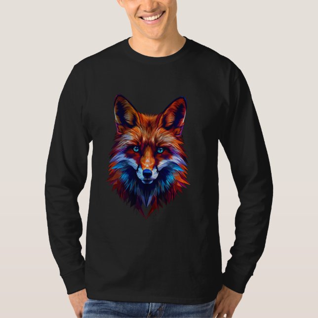 fox blue eyes polygon geometric foxes poly art T-Shirt (Front)