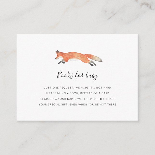 Fox Book Request Baby Shower Card (Front)