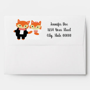Fox Bride Groom Wedding Personalise Return Address Envelope