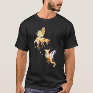 Fox Butterfly Geometric Fox Female Foxes Wild Anim T-Shirt