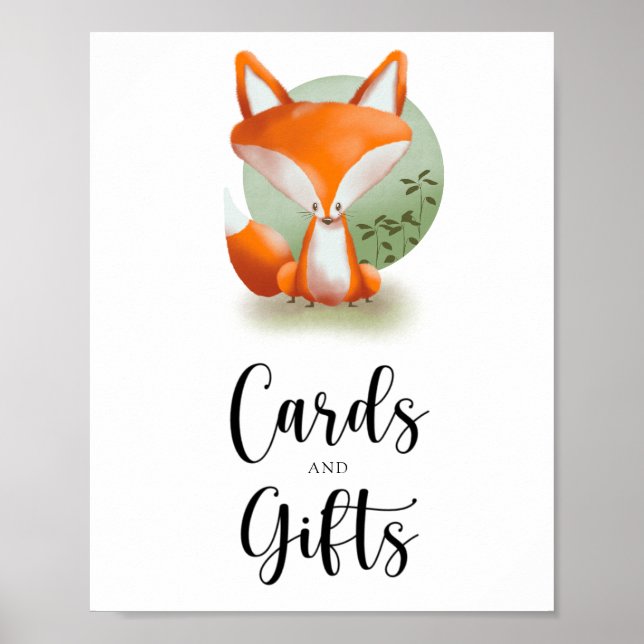 Fox - cards and gifts baby shower poster (Front)
