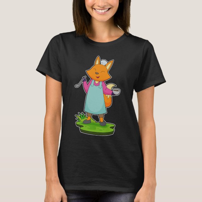 Fox Chef Bowl Cooking spoon T-Shirt (Front)