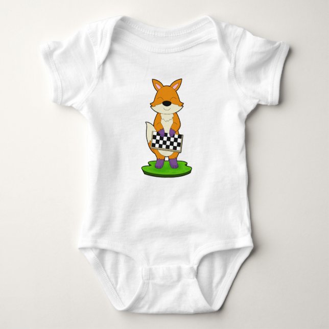 Fox Chess Chessboard Board game Baby Bodysuit (Front)