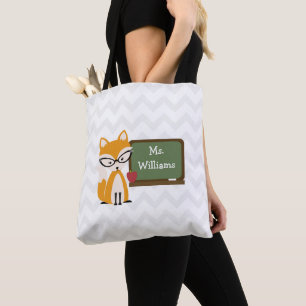 Fox Chevron Teacher Tote Bag