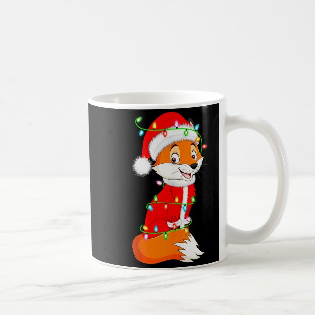 Fox Christmas Lights Santa Costume Cute Animal Xma Coffee Mug (Right)