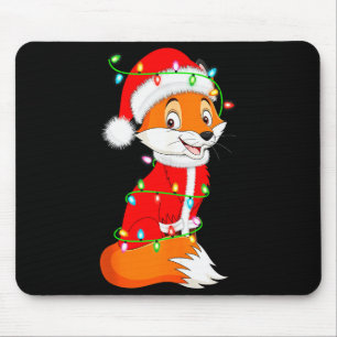 Fox Christmas Lights Santa Costume Cute Animal Xma Mouse Pad
