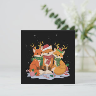Fox Christmas Lights Santa Xmas Forest Animal  Holiday Card